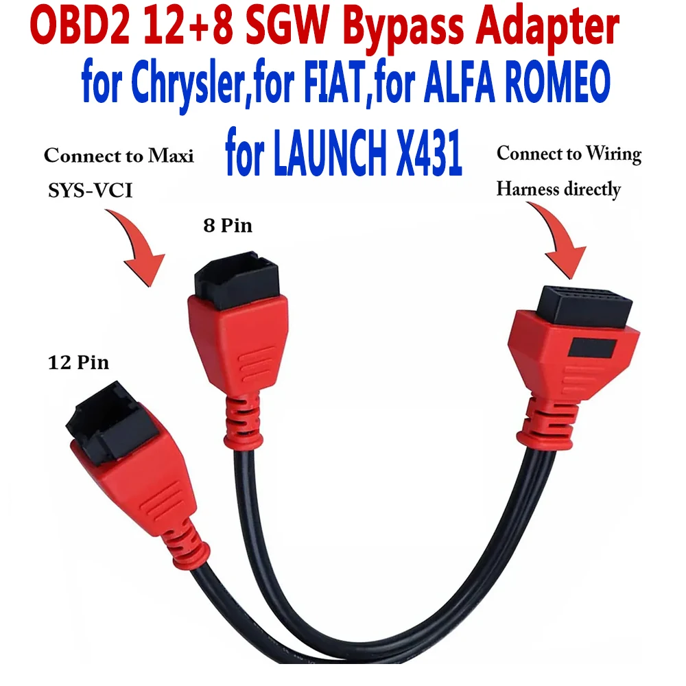 

OBD2 Adapter Lead Cable 12 8 SGW Bypass For FIAT for ALFA Works for LAUNCH X43 for Chrysler Car Diagnosis Tool for Air-bags