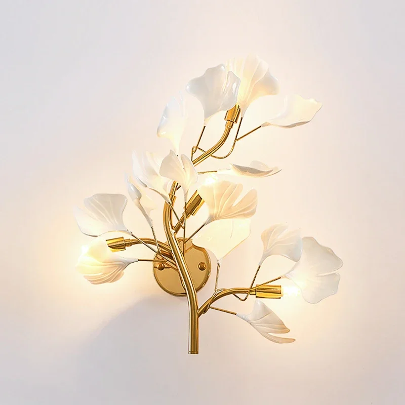 

Ginkgo Leaf Wall Light LED Luxury Living Room Sofa Background Wall Light Simple Entrance Corridor Bedroom Bedlight