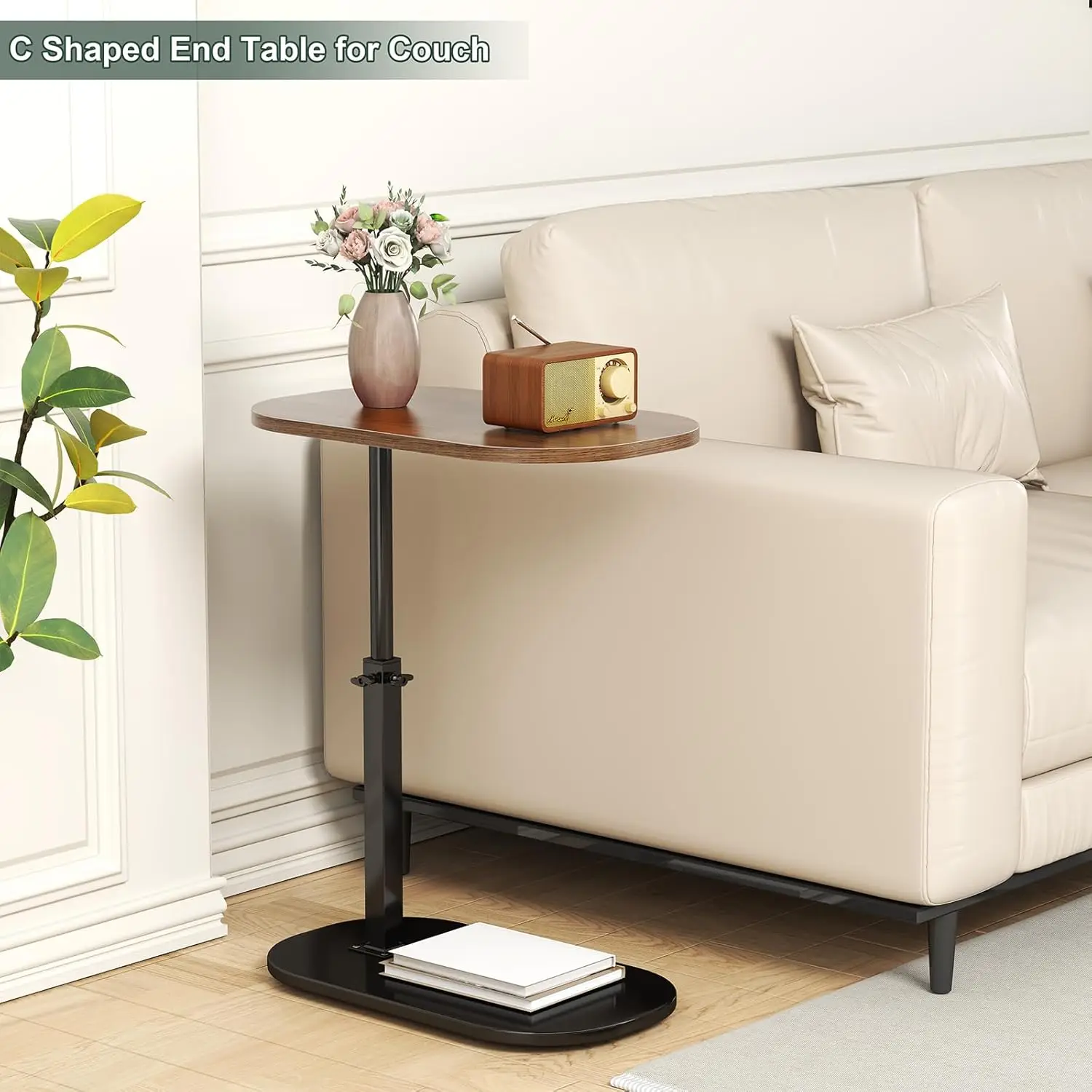 C Shaped Side Table Multifunctional Foldable Bedside Table Tea Table for Home and Office Height Adjustable Sofa Bed End Table image 5
