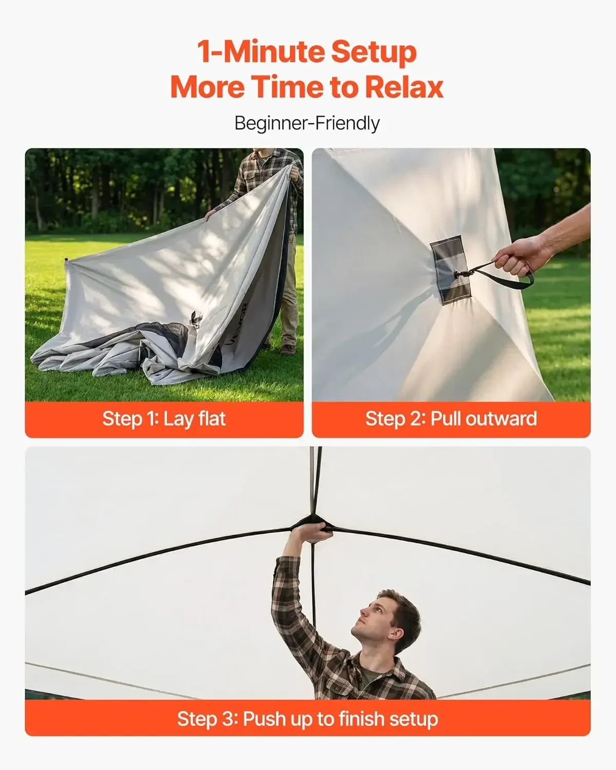 Camping Tent, 4 Person Pop Up Instant Cabin Tent with Wider Door Large Mesh Windows, 83.5
