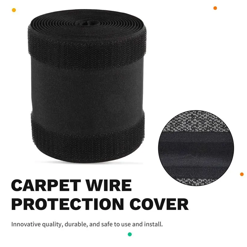 DT39 5X Cable Grip Floor Cable Cover Cord Protector for Carpet 10 Feet Black Cable Management