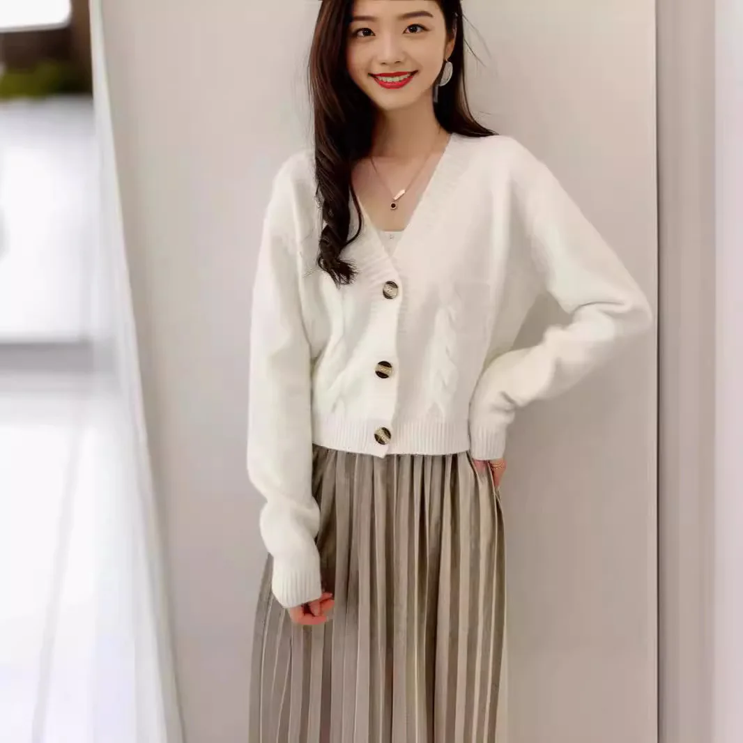Sweater Women 2024 Fashion Casual Thin Solid Color Spring Autumn New Slim Knit Cardigan Twist Small Cardigan Women BD4101