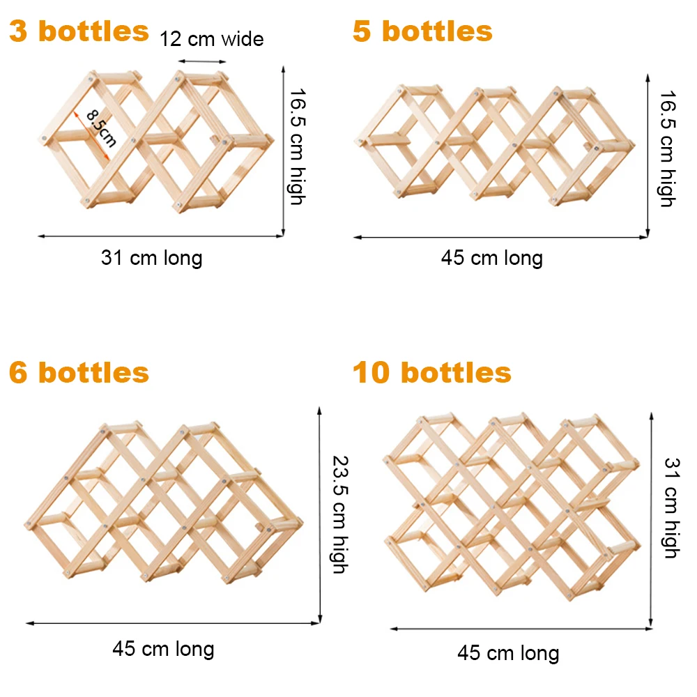 Empilhável Wine Storage Rack, Madeira Wine Rack, Home Brewery e Wine Making Barware, Gabinete do Vinho Tinto, Bar Ferramentas, 3, 5, 6, 10 Garrafas