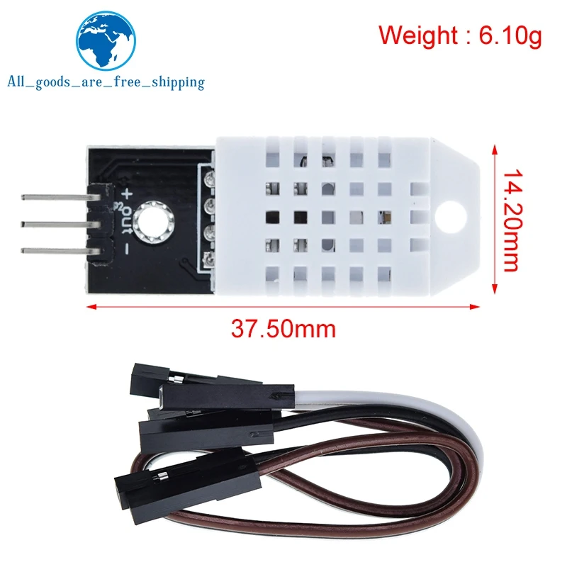DIYTZT DHT22 Digitaler Temperatur- und Feuchtigkeitssensor AM2302 Modul + PCB mit Kabel für Arduino