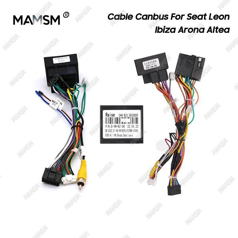 MAMSM Car 16pin Wiring Harness Adapter Canbus Box Dekoder Dla Seat Leon Ibiza Arona Altea Android Radio Kabel zasilający G-VW-RZ-58