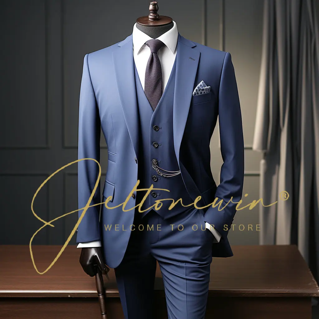 

2024 NEW Fashion Formal Set Plus Size For Men is Slim 3 Piece Suit Wedding Party Suit Pants Mens Slim Fit Blazer