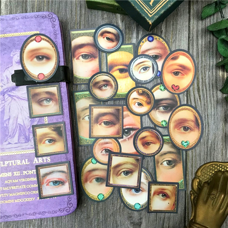 

23PCS Vintage oil painting eyes Stickers Crafts And Scrapbooking stickers book Student label Decorative sticker DIY Stationery