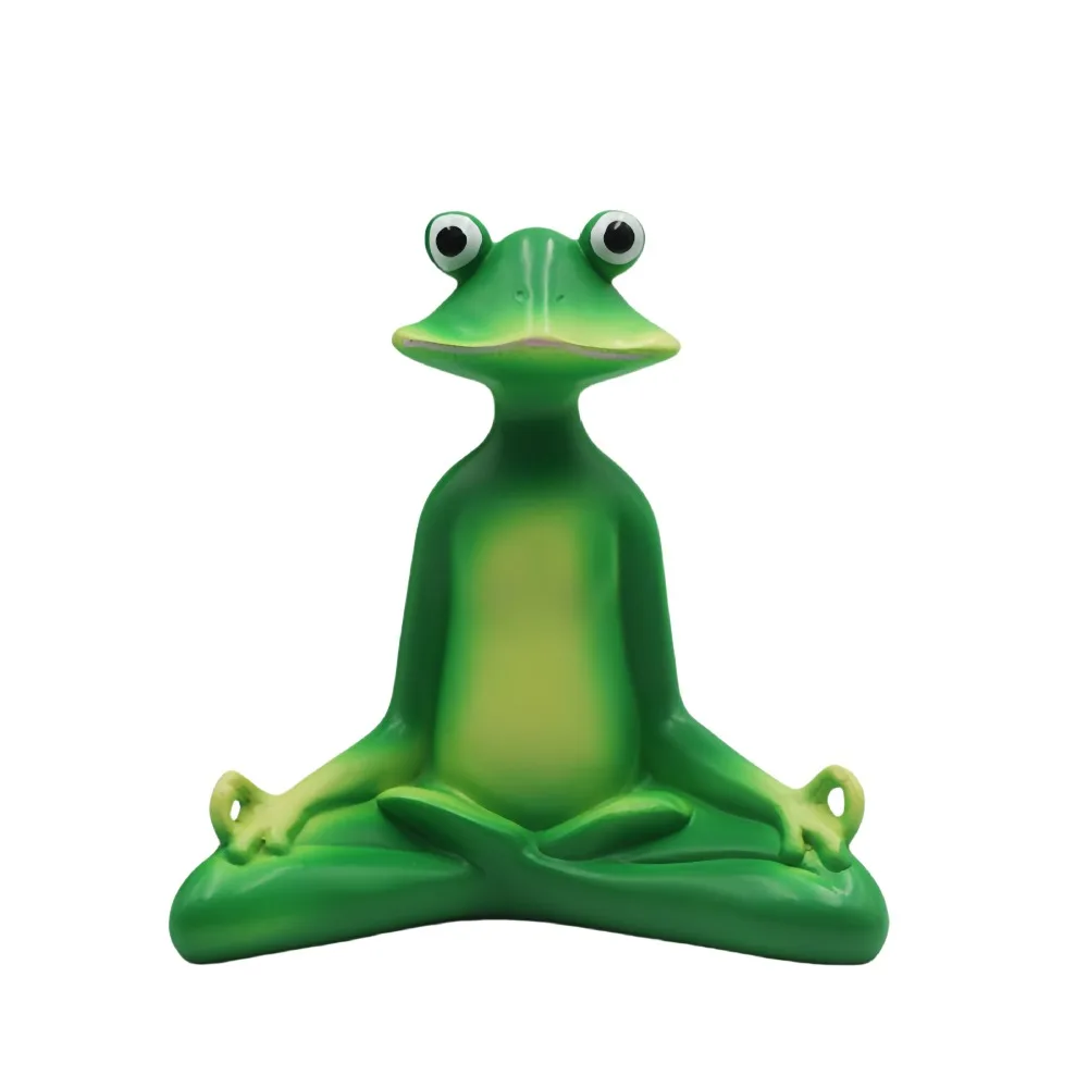 

Green Zen Meditation Frog Statue Resin Crafts Cute Meditating Frog Ornament Handicraft Garden Animal Figurine