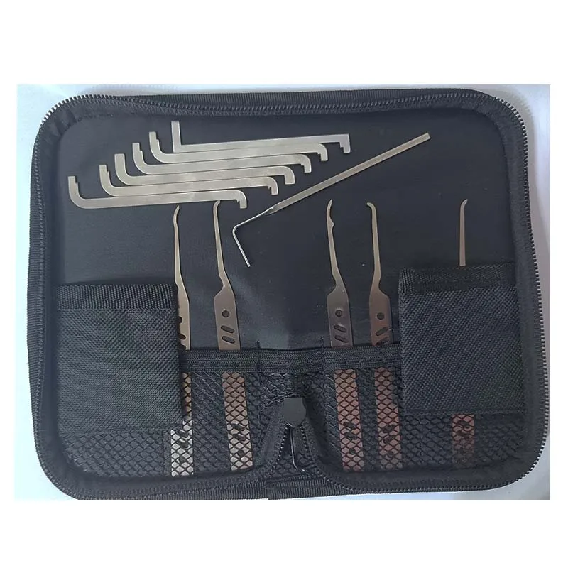 New Arrival Stainless Steel 5PCS Hooks Door Key Repair Practice Tool With 7PCS Double Head Tension Wrench Tool Locksmith Tools
