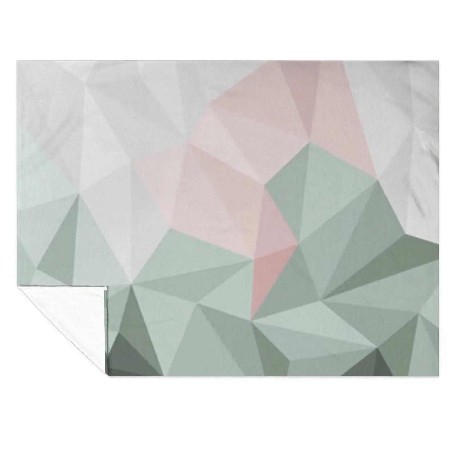 

Sage Green & Blush Pink Geometric Throw Blanket Sleeping Bag Single Plush Stuffeds Blankets