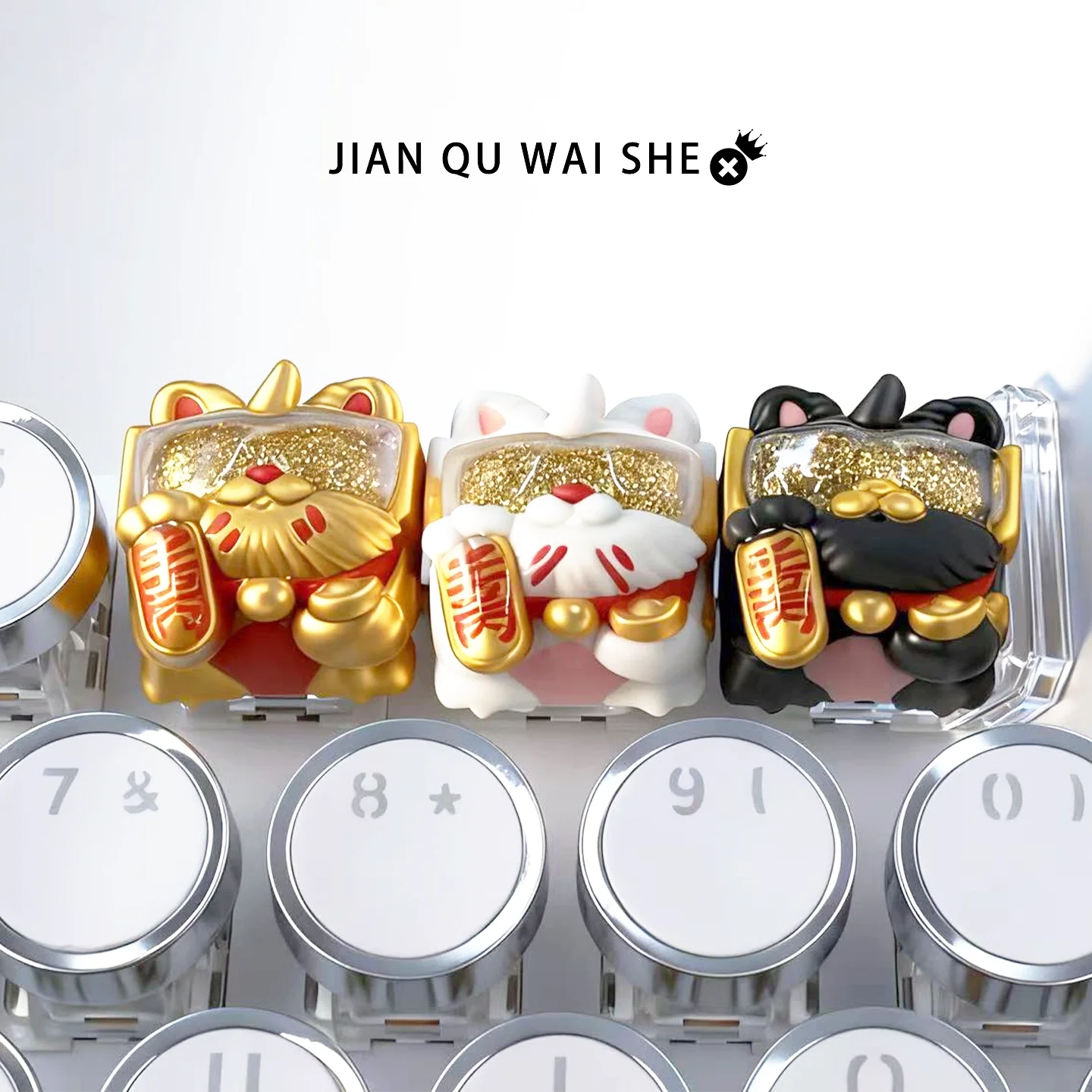 

New Original Fortune Cat Keycaps Personalized Cute Keyboard Decorations Cartoon Anime Creative Design Esc Keycaps Surprise Gift