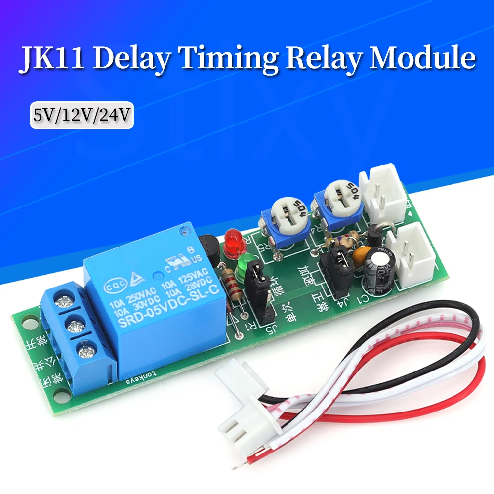 JK11 Adjustable Cycle Timer Delay On/Off Switch Relay DC 5V 12V 24V 0 -24 Hours Timer Delay Relay Module Electronic Component