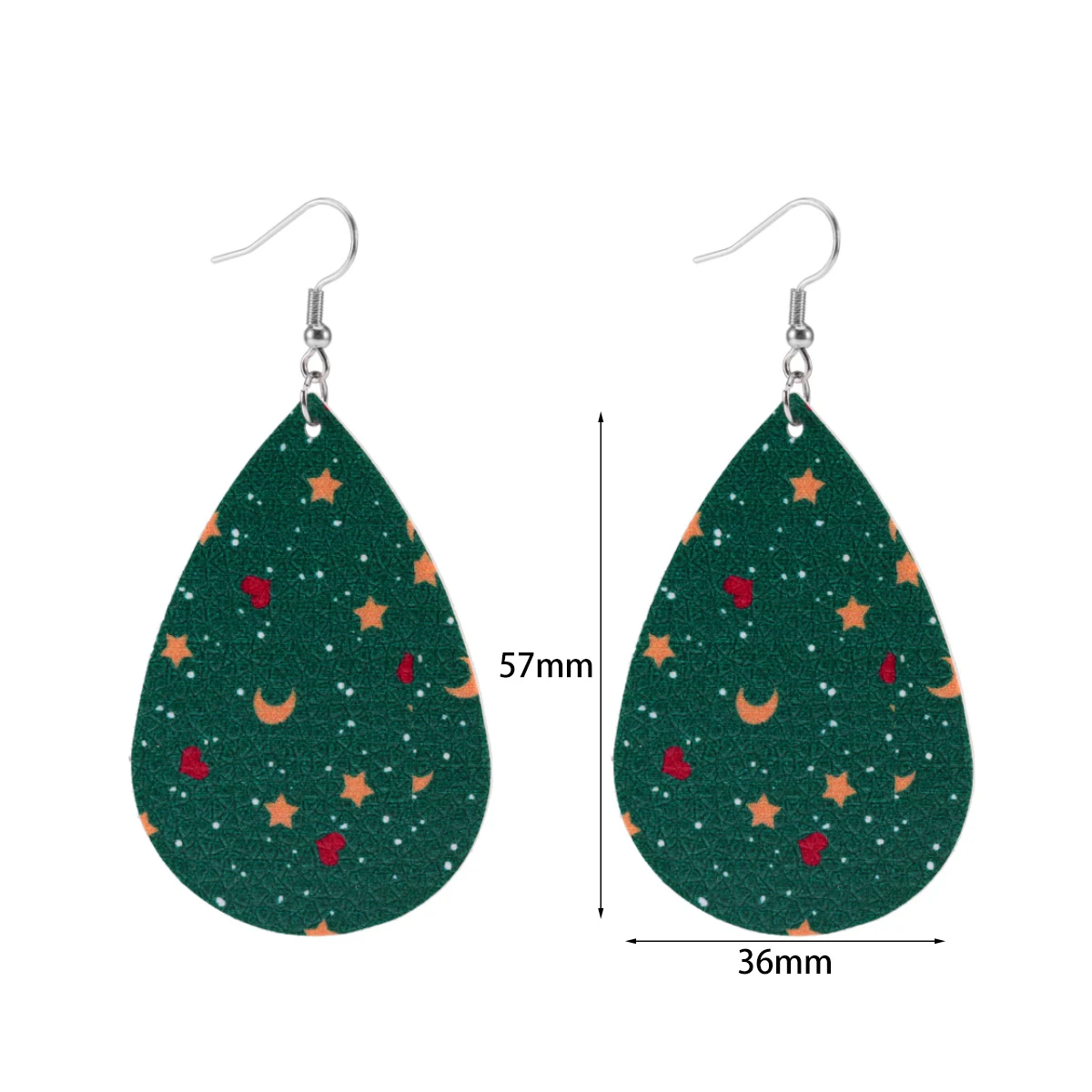 1pair Christmas Elements Earrings Metal PU Leather Earrings Xmas Tree Santa Dangle Ear For Jewelry Christmas Gift Accessories