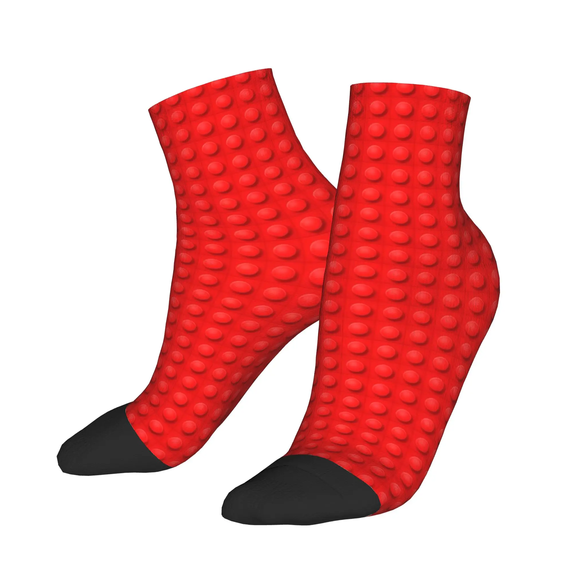 Solid Red Building Blocks Pattern Ankle Socks Men  Comfort Soft Novelty Sock Summer Cycling Anti Slip Graphic Socks Gift