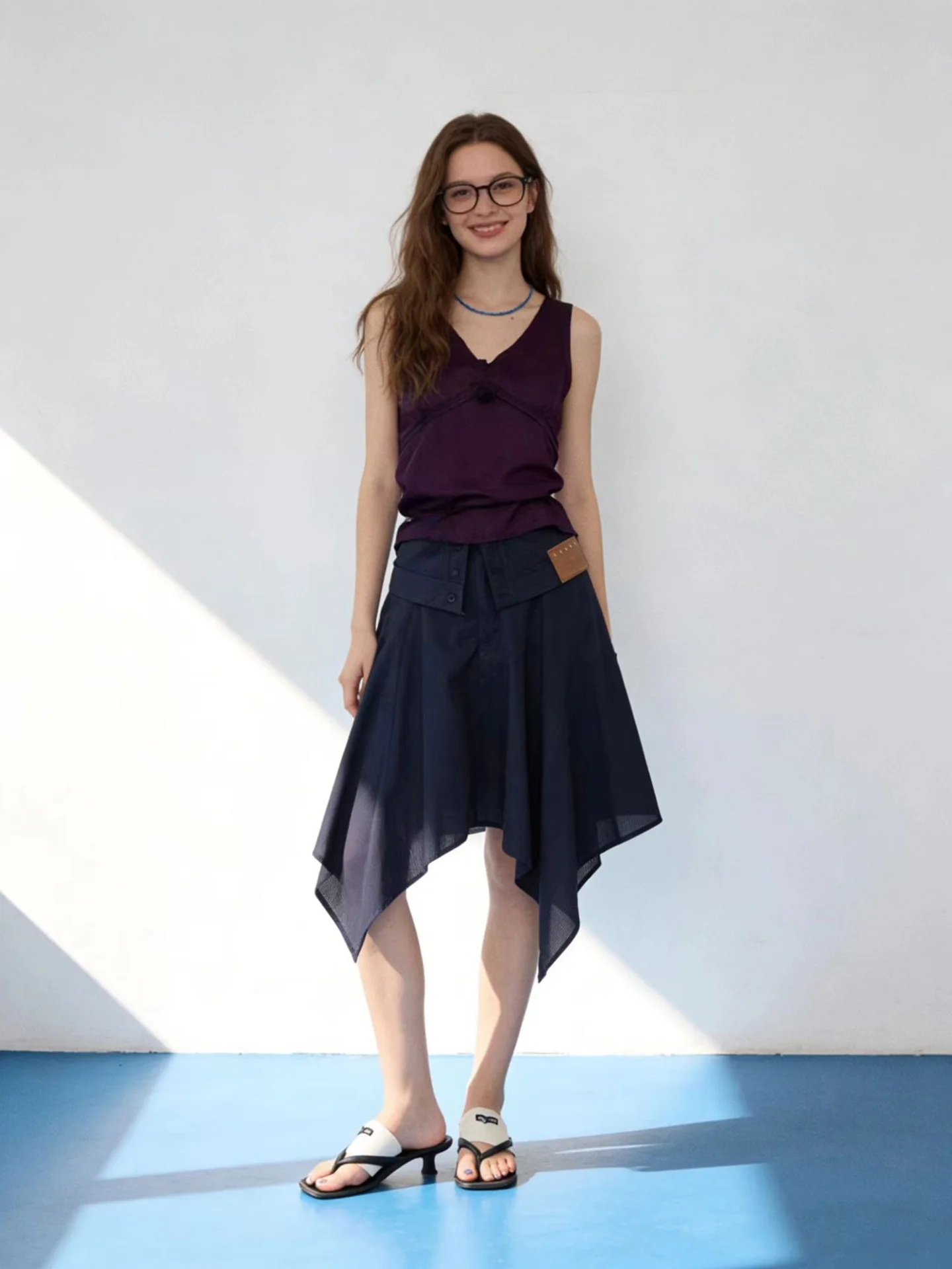 

HUAAPPUW Linen V-neck Purple Vest Strapless Sleeveless Top Women's Fashion Summer New Arrival Minimalist Design