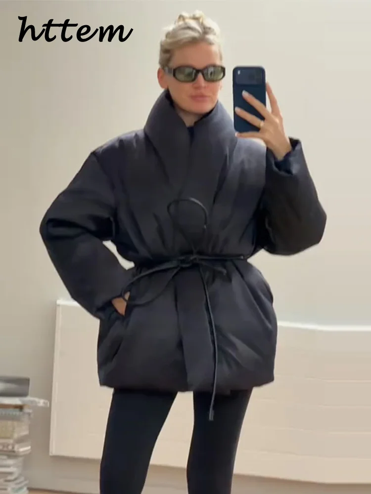 

Warm Satin Cotton Padded Coats Women Loose Solid Stand Collar Full Sleeve Cardigan Jacket 2025 2026 Winter Lady Chic Outwear New