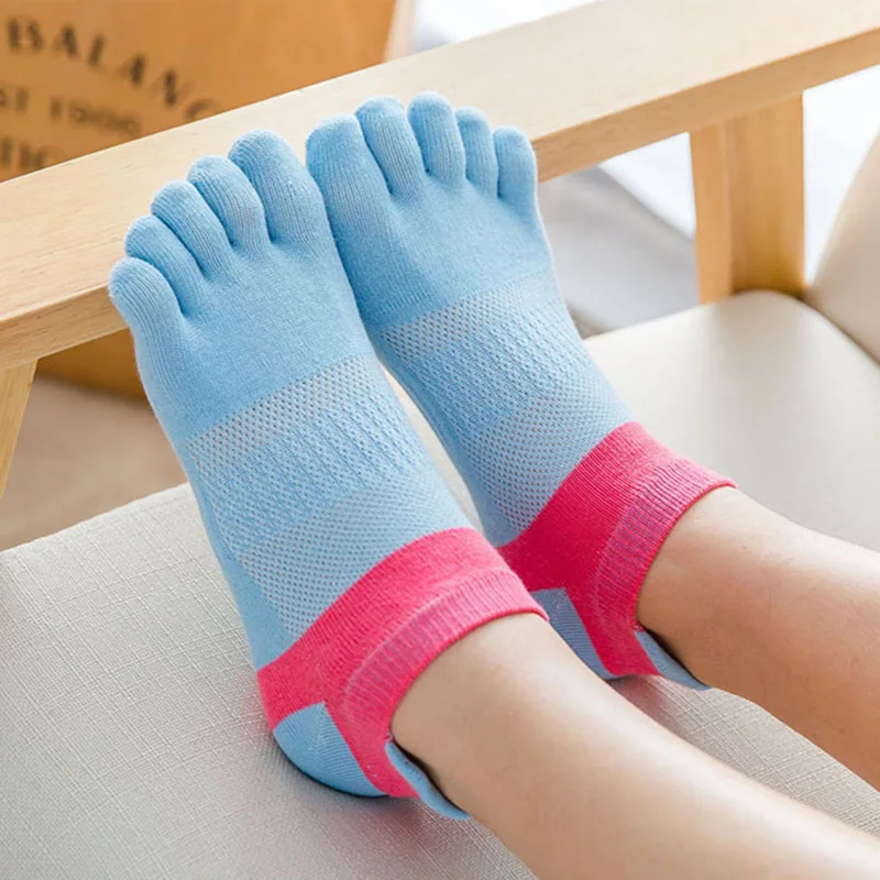 5 Pairs Summer 5 Finger Socks No Show Woman Girl Cotton Mesh Breathable Deodorant Invisible Toes Harajuku Ankle Socks Fashion