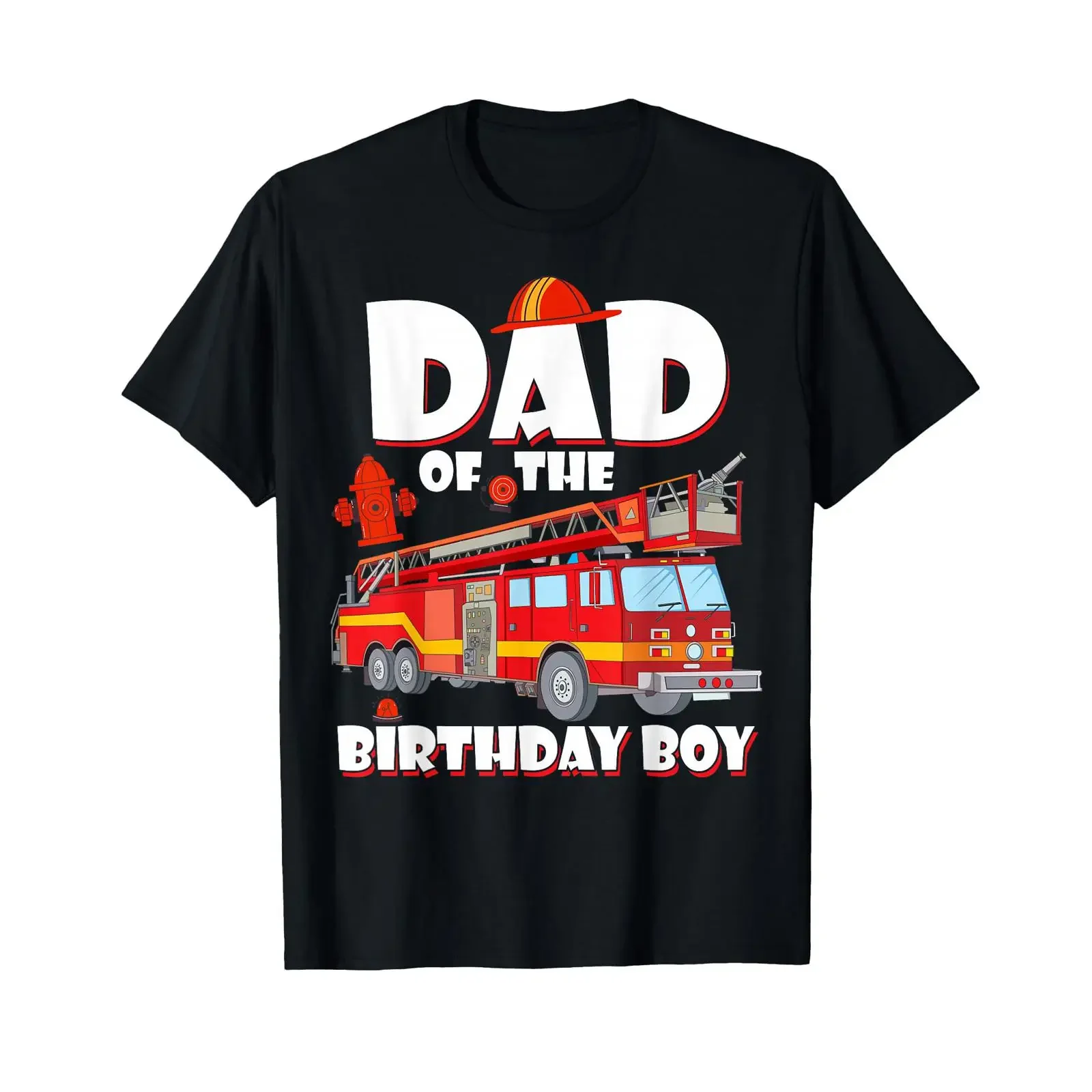 Dad of The Birthday Boy Fire Truck Firefighter Daddy T Shirt vintage Washed Versatile graphic Slightly Stylish homme Casual