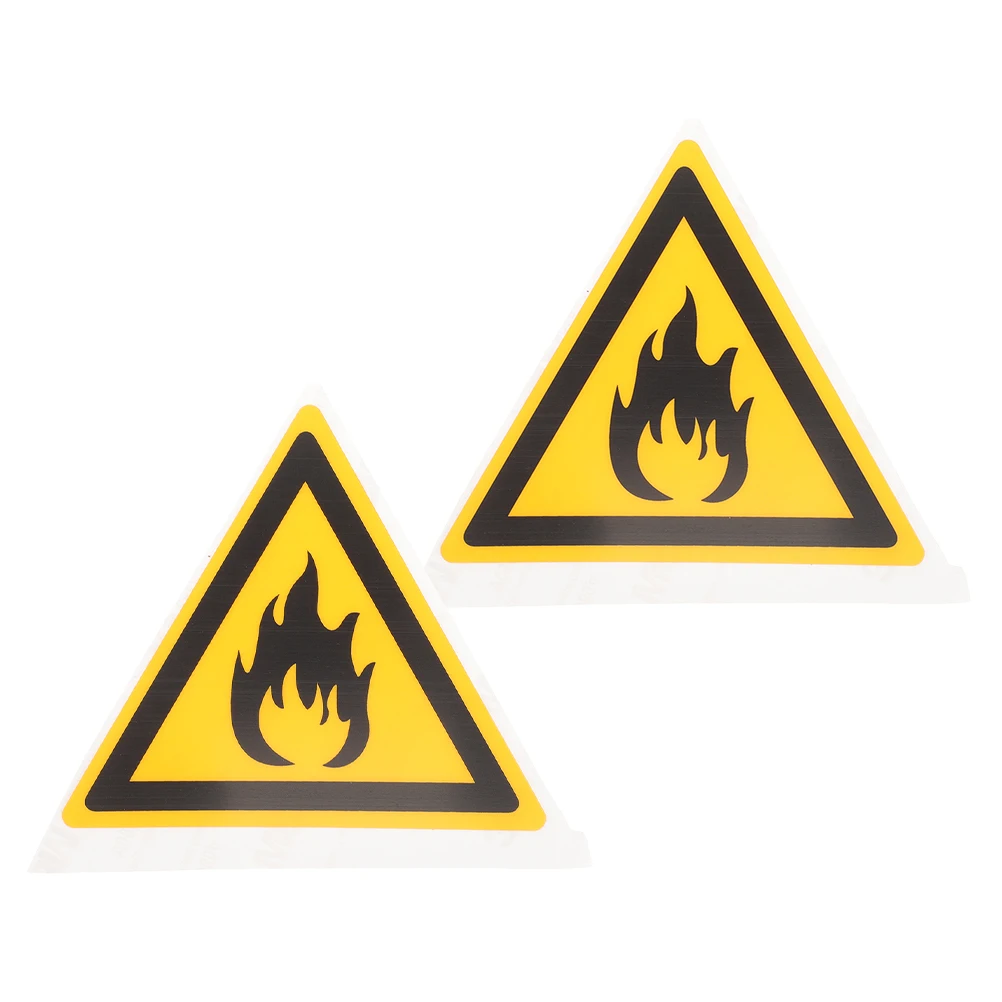 2pcs Warning Decal Fire Safety Sign Plastic Caution Sticker Adhesive Sign For Outdoor