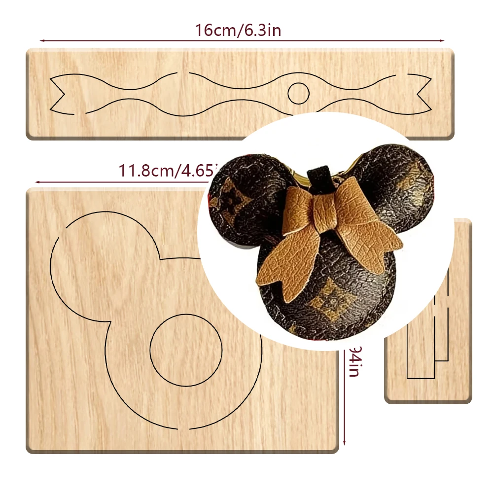 

Деревянная форма для вырезания в виде банта-бабочки и Микки Мауса, для изготовления брелоков/подвесок для сумок своими руками, эксклюзивный инструмент для любителей кожевенного ремесла.