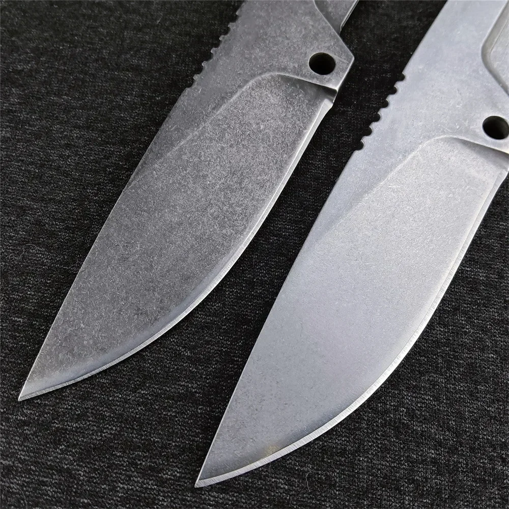 SATRE Pocket Fixed Blade Knife D2 Blade Stone Wash Steel Handle Outdoor Camping EDC Knives Tactical Straight Tool with K Sheath