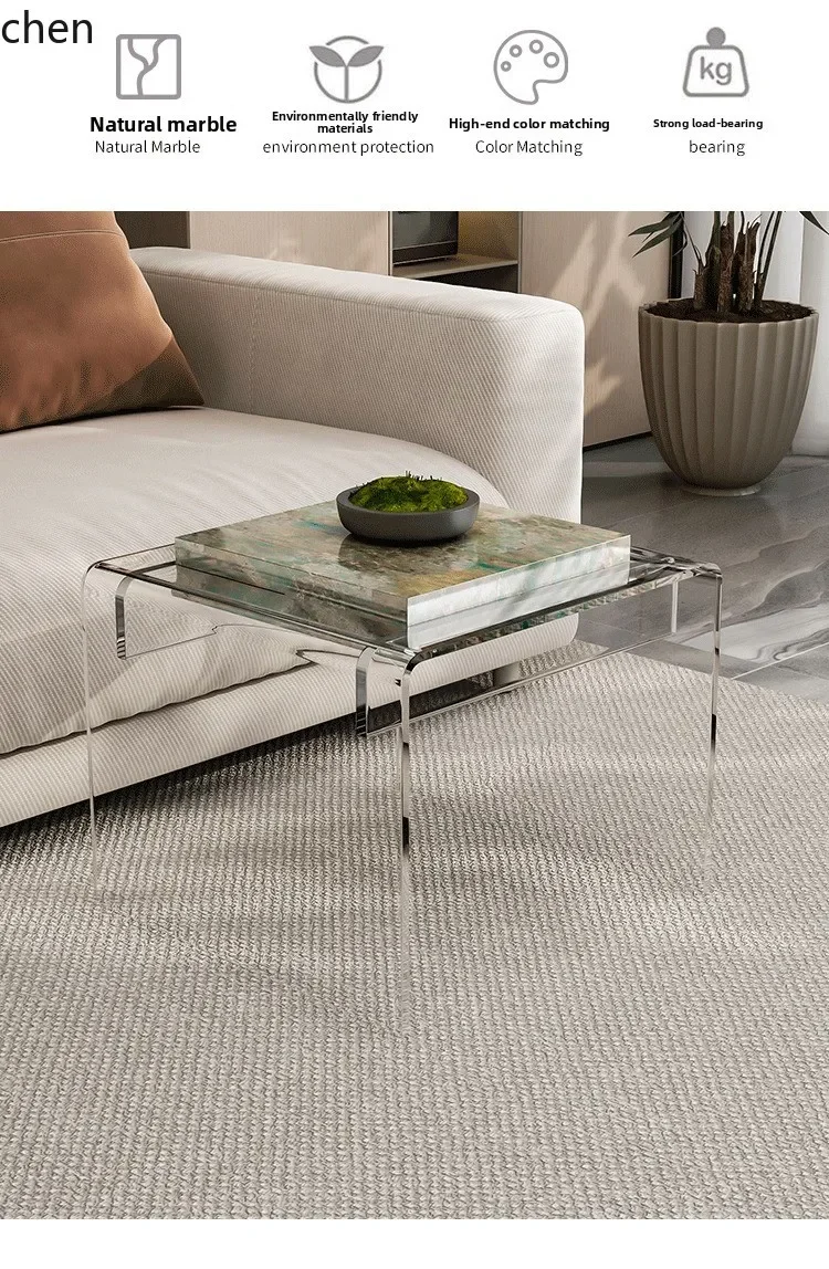 H5.26 nueva mesa de centro colgante de acrílico de alta gama, minimalista y cuadrada, para sala de estar