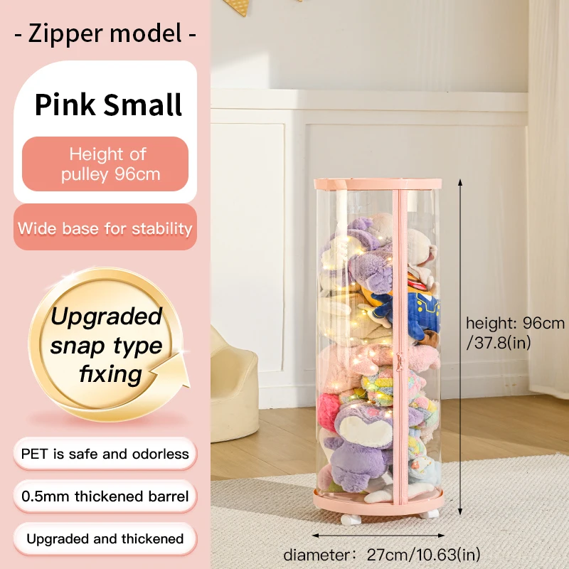 Transparent Multi-Functional Storage Bucket with Lid And Optional Wheels for Dolls Plush Toys Holiday Decorations Display Shelf image 3
