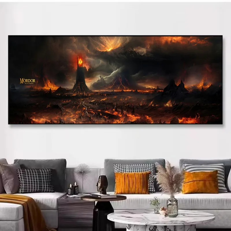 

Movie Lord of the Rings Mordor Mount Doom Landscape Poster Wall Art Prints Canvas Painting Wall Bedroom Living Room Home Decor