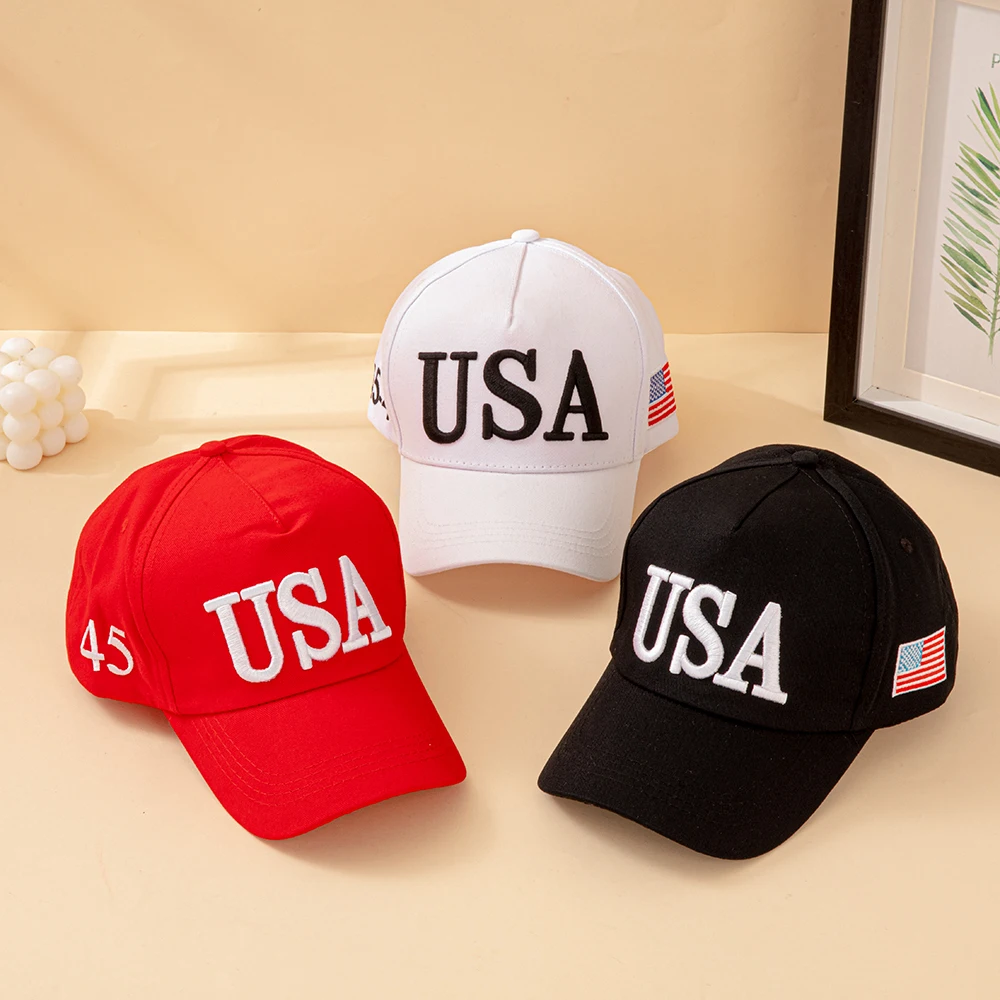 Fashion USA Letter Embroidered Baseball Cap Men Women American Flag Patch Adjustable Patriotic Dad Hat for Outdoor Casual Daily