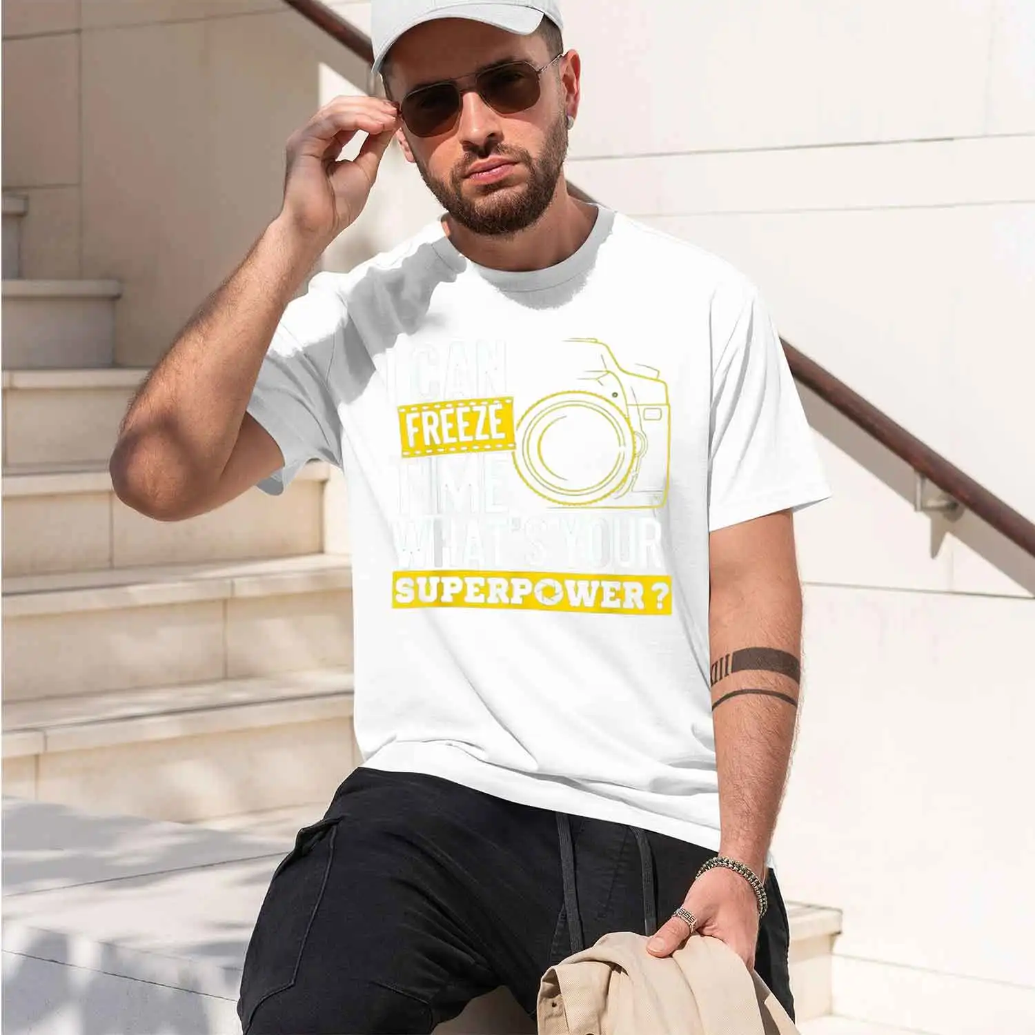 I Can Freeze Time Super - Photogrher Camera T-Shirt O-Neck Summer Short Sve Casual Mens T-shirt Size S-3XL 2026 New Model Short-