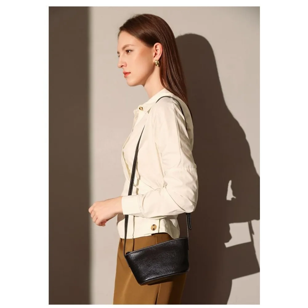 

Hot Selling Genuine Leather Women's Bag Mobile Phone Bag Shoulder Messenger Bag High-grade Cowhide Sailboat Bag Small Bag Gift