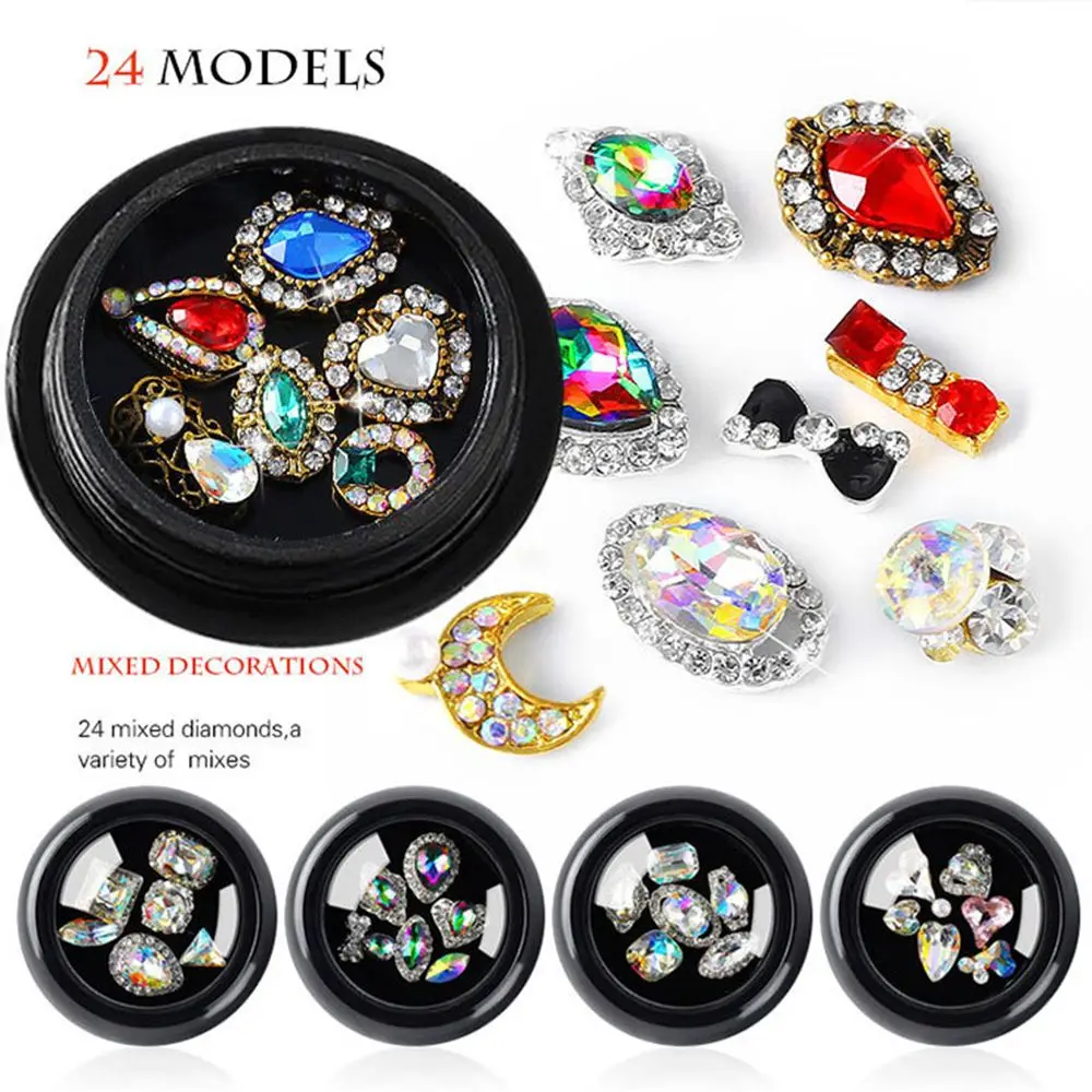 Wasser tropfen Tipps Bogen bunte Legierung Maniküre Steine achteckigen 3D-Charme Strass Schmuck Nagel Strass Nail Art Kristall