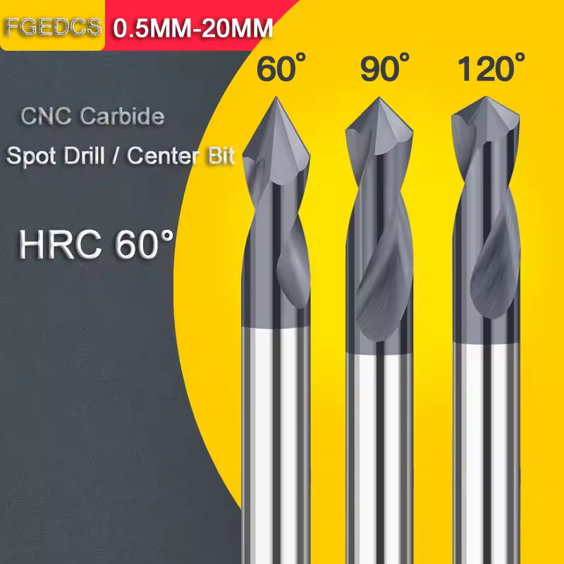 1 pz CNC Spot Drill Carburo Stub Center Bit 60 90 120 Gradi 0.5-20mm Smusso Posizione Preparare Guida Foro Pilota CNC macchina utensile