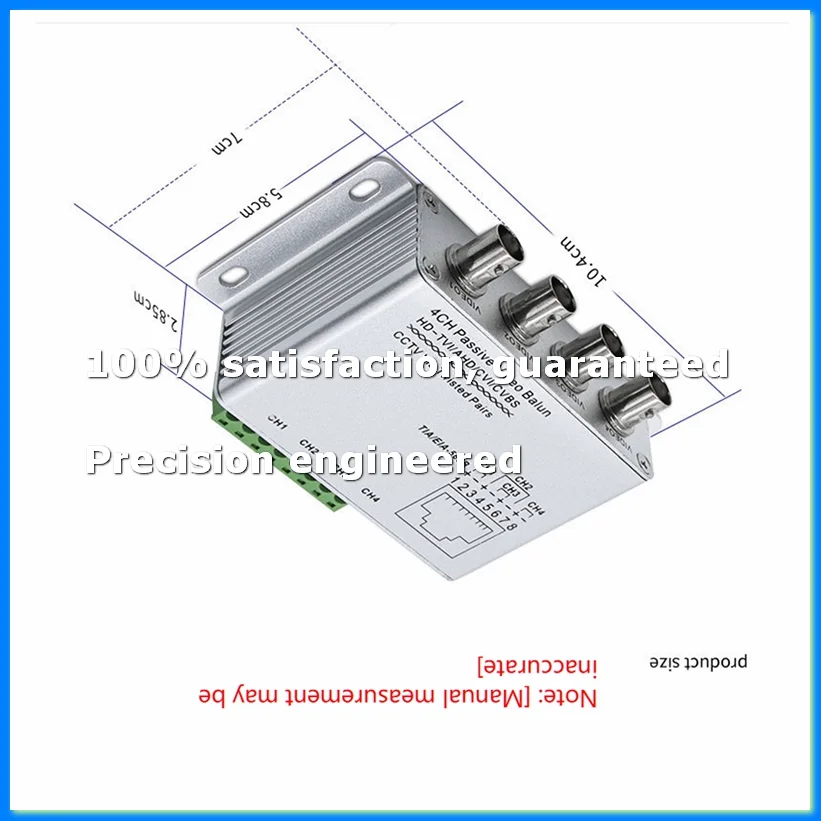 

4CH Passive Video Balun for TVI CVI AHD Cameras CCTV Via Twisted Pairs UTP Video Balun 4CH Transceiver BNC To UTP RJ45-A23R