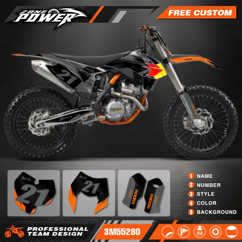 Powerzone Custom Team Decals Stickers Kits for KTM 125 200 250 300 350 450 500 EXC XCW 2014-2016 SX SXF 2013-2015