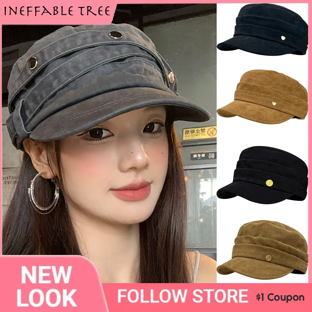 

Y2K плоский верх, замшевые художественные шапки газетчика в стиле ретро для женщин, персонализированная универсальная кепка для лица, маленькая кепка художника Boina Hombre