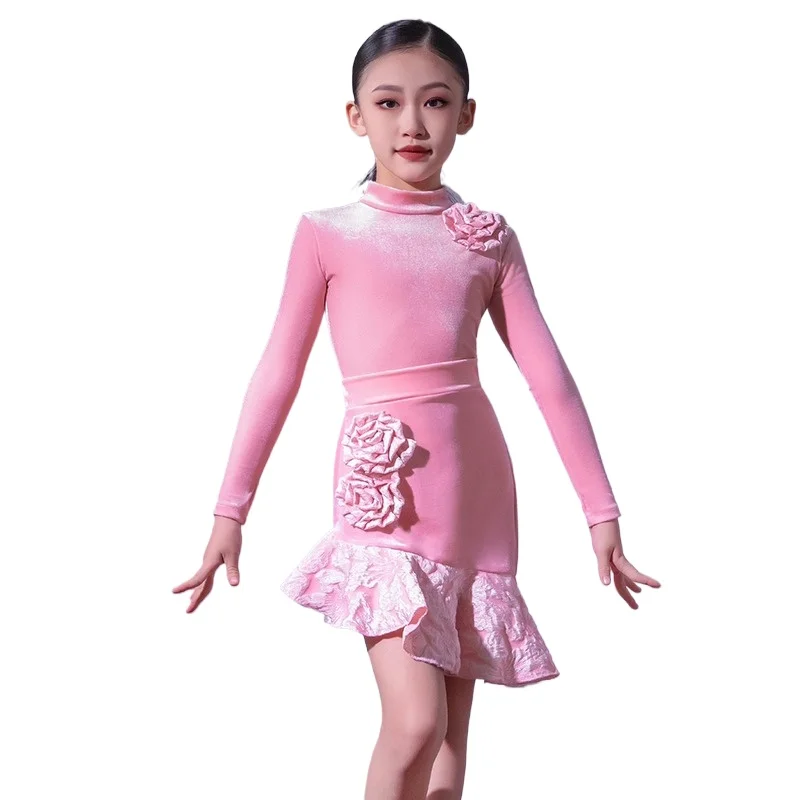 

Children Latin Dance Dress for Girls Ballroom Dancing Dresses Rumba Cha Cha Samba Practice Dress Latin Performance Dance Skirt