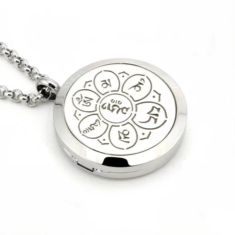 30MM titanium steel hollow aromatherapy diffuser buckle necklace pendant jewelry pendant