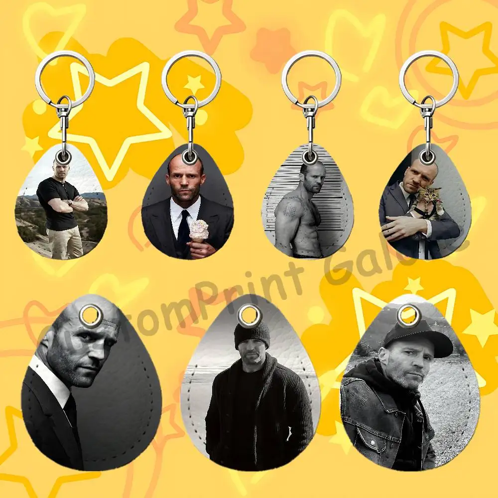 J-JasonS S-Statham Teardrop Key Fob Leather Case Guitar Pick Holder For A-AirTag Keychain Accessories