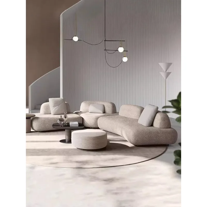 Island sofa fabric curved cream style living room module sofa