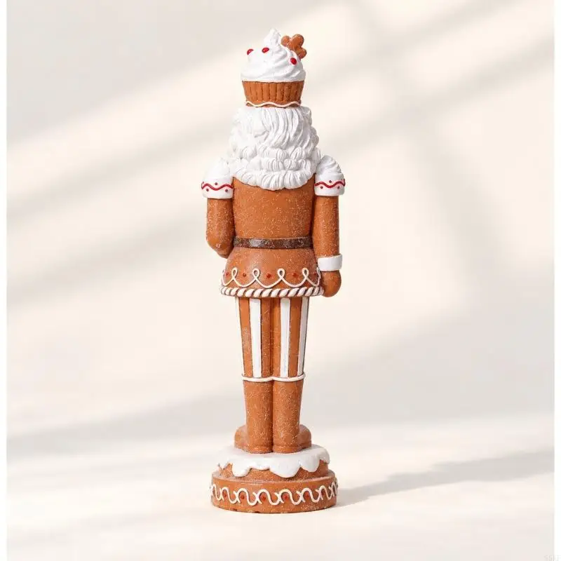Nutcrackers Christmas Decors, Gingerbreads Theme Resin Soldier Figurine with Dessert Detail for Indoor Displays and Gifting 55KF