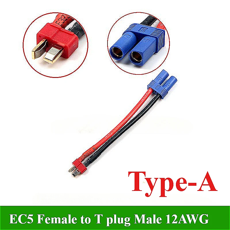 EC5 To XT60/XT90/T Plug Male/Female Head Adapter Connectors 12AWG 10-50CM Extension Cable For RC Lipo Battery Charger DIY Parts