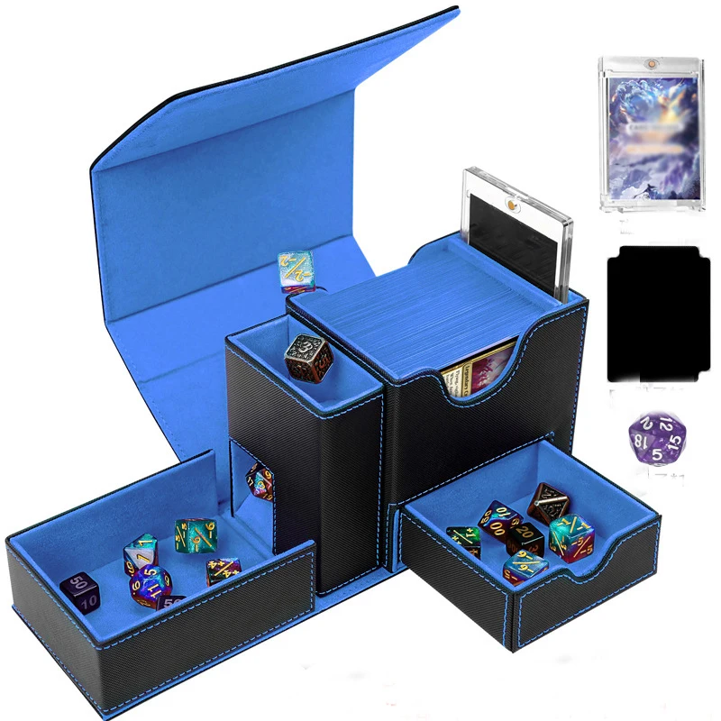 

For Card box display window trading card new PU leather window opening card box Dice Tower 120+storage box Commander Game King