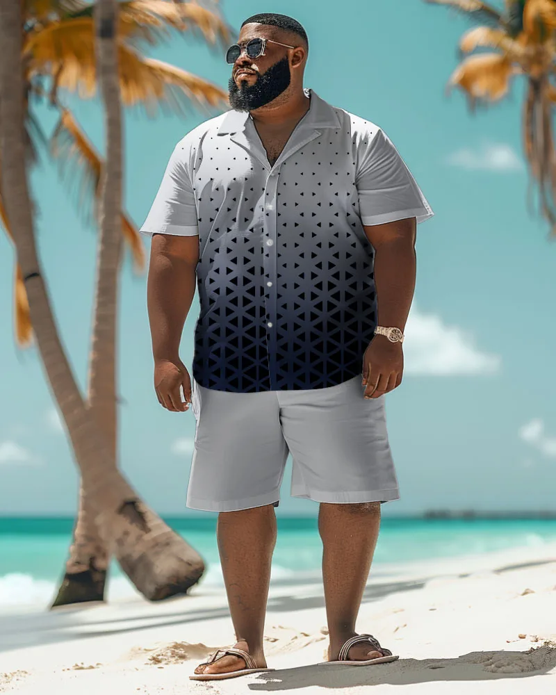 Biggmans Plus Size L-9Xl for Summer Men's Hawaii Set Oversize Hip Hop Style Printed Short Sleeve Shirt Shorts Suit 7Xl 8Xl 9Xl