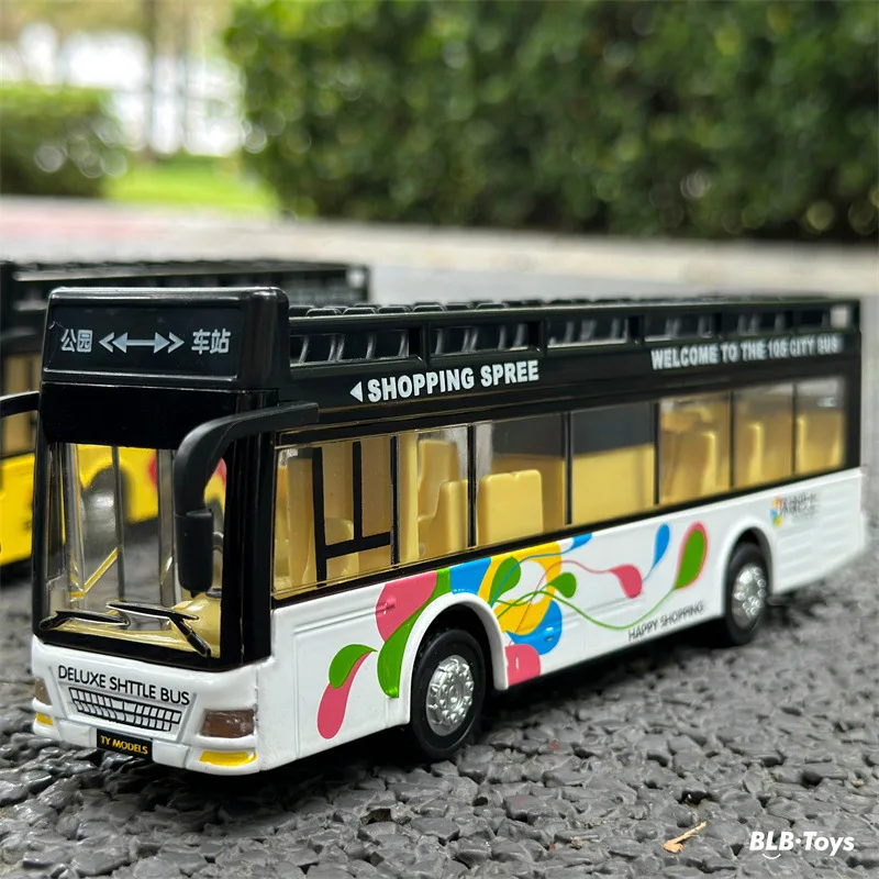 Double-Decker Sightseeing Bus Toy with Body - Interactive Voice, Light, and Sound Effects,