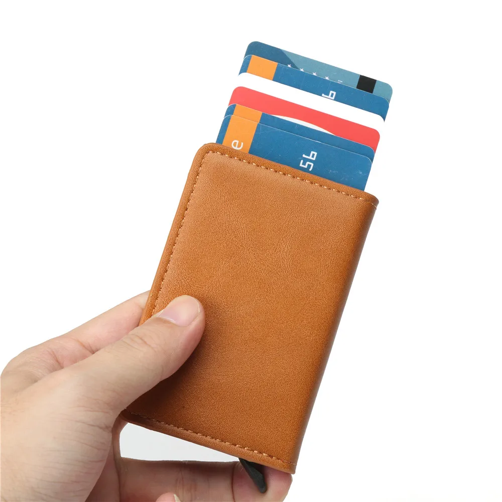 Diebstahlsicherer RFID-Kartenhalter – automatische Pop-Up-Geldbörse aus Kohlefaser für Herren, schlankes schwarzes Ausweis-/Kreditkartenetui mit sicherem Stauraum