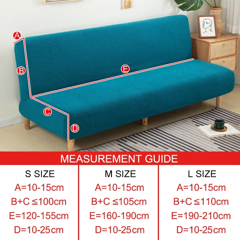 Polar Fleece Fabric Armless Futon Sofa Bed Cover Solid Without Armrest Big Elastic Folding Furniture home Decoration Bench Cover