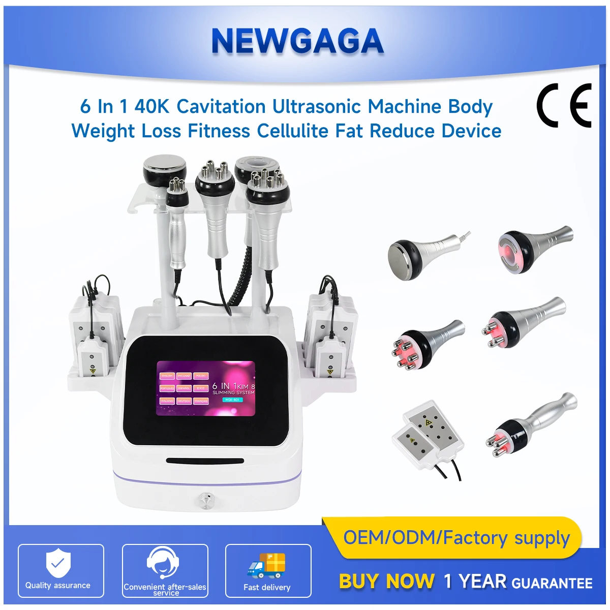 

NEWGAGA 6 In1 40K Ultrasonic Cavitation Vacuum Machine 8 Pads Lipo Laser Body Slimming Machine Weight Loss Device Salon Spa