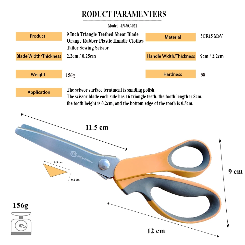 Jincraftsman®–9 Inch Triangular Toothed Pattern Fabric Lace Serrated DIY Handmade Clothing Tailor Leather Cutting Shear Scissor