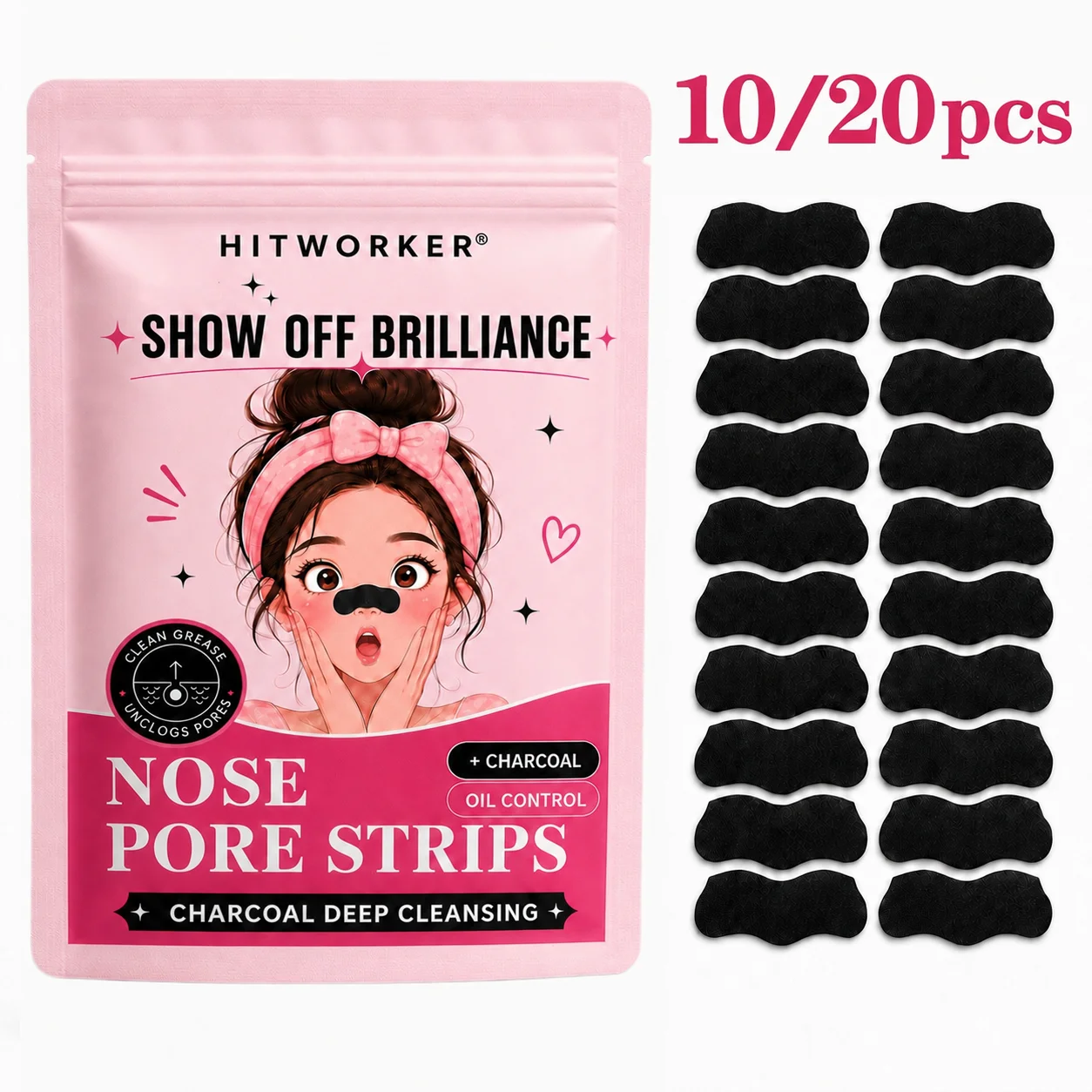 10/20pcs Blackhead Nose Strips Deep Cleansing Nasal Patch Remove Dirt Shrink Pores